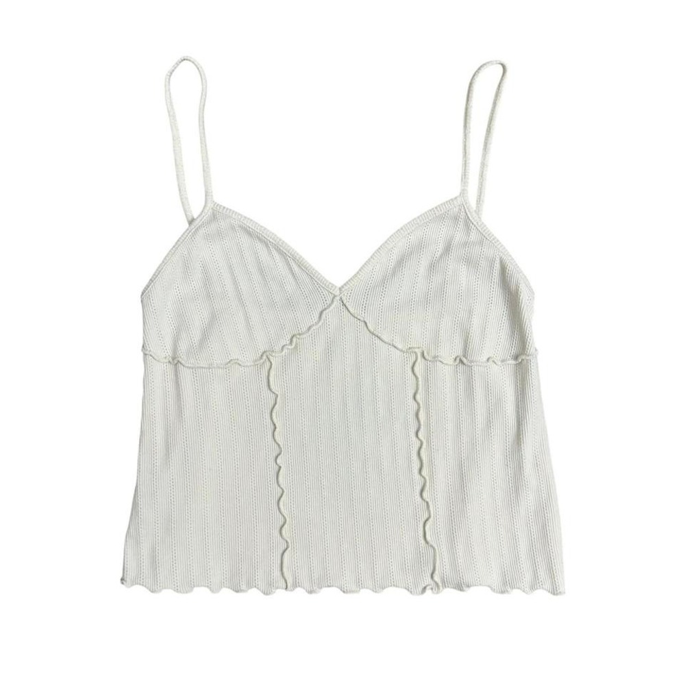 brandy melville white pointelle cami tank top lace cute coquette tank top cotton
